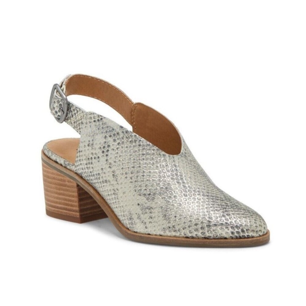 NWT Lucky Brand Lideton Slingback Snakeskin Metallic Pumps Booties Women’s 7.5